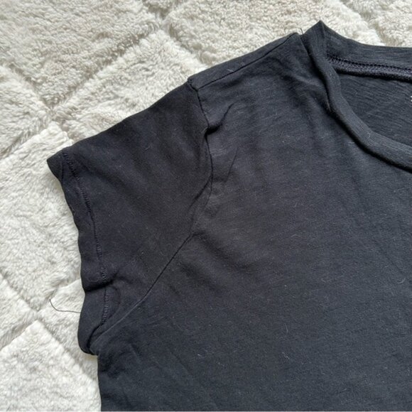 Madewell | Black Whisper Cotton V-Neck Short Sleeve T-Shirt | Size Medium - Picture 4 of 11